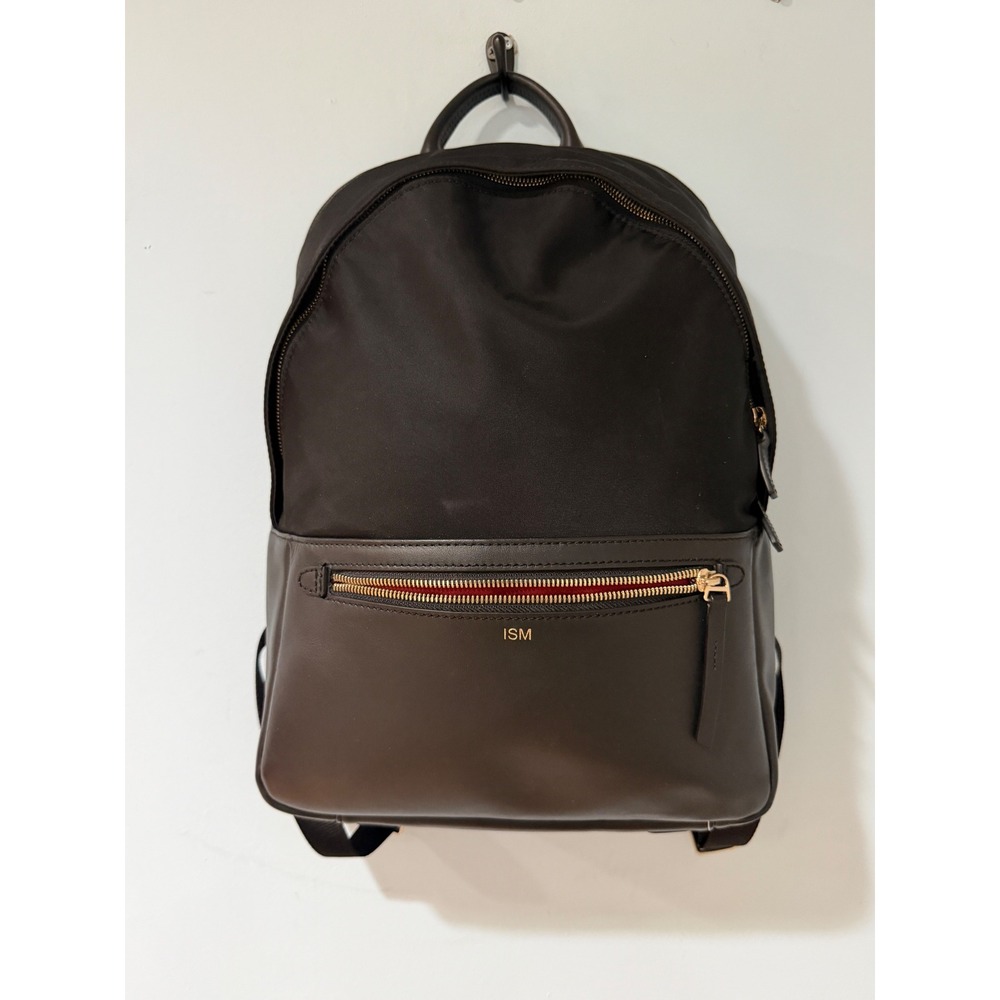 ISM The Backpack Black Nylon Leather Gold Hardware Laptop Commuter Bag